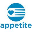 Appetite logo blue The Appetite logo in blue. Shows a circular design with a love heard shape inside. Appetite is written below the shape.